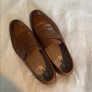 Joseph Abboud Brown Leather Penny Loafers